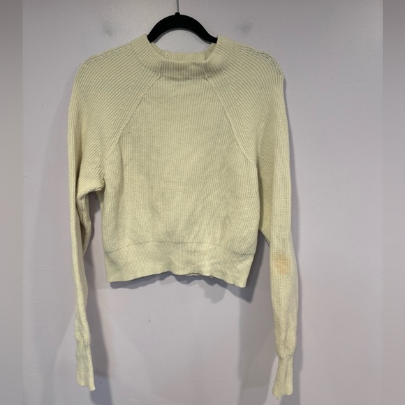 Cozy Cream Free People Riley Mock Neck Knit Sweater - Picture 1 of 5